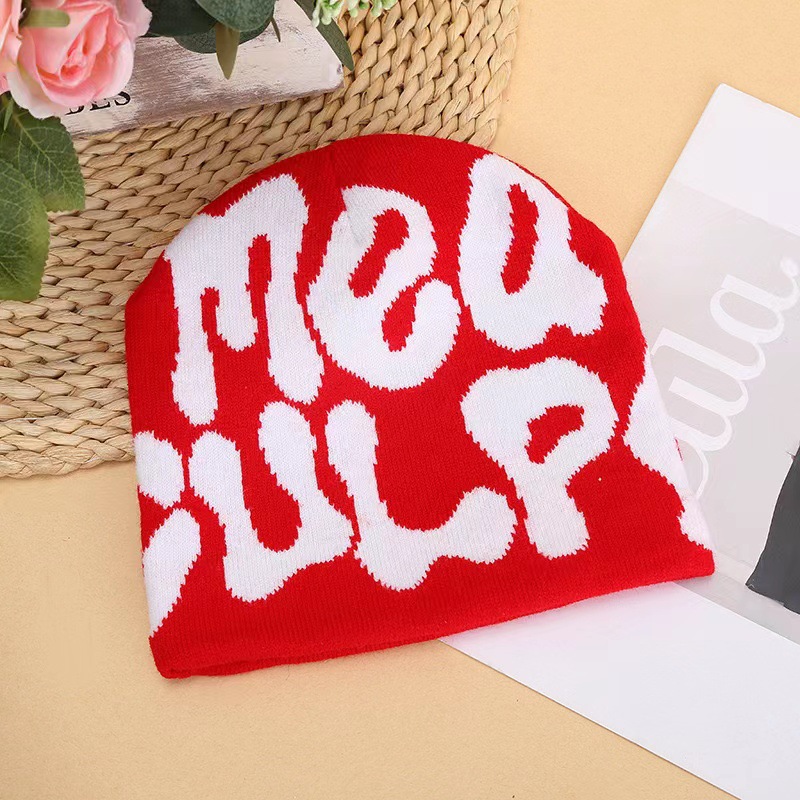 Knitted Beanie Hat Mea Letter  - Beanie Cuffed Knit ulasan dan harga