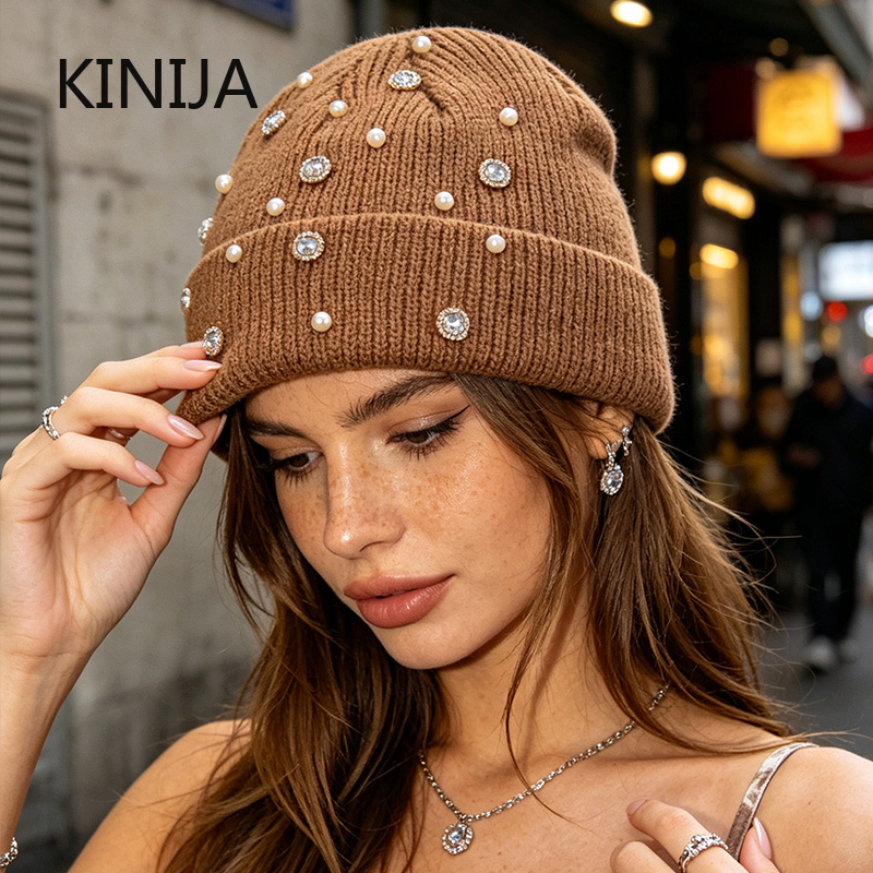 Winter Knit Beanie Hat Pearl R - Beanie Cuffed Knit ulasan dan harga