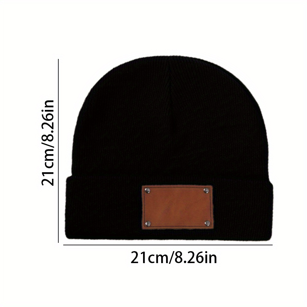 Custom Leather Patch Beanie Cu - Beanie Cuffed Knit ulasan dan harga