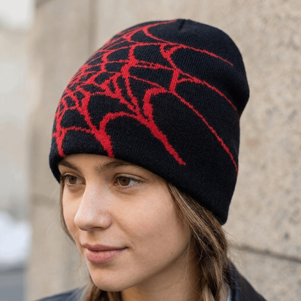 Vintage Soft Spider Web Patter - Beanie Cuffed Knit ulasan dan harga