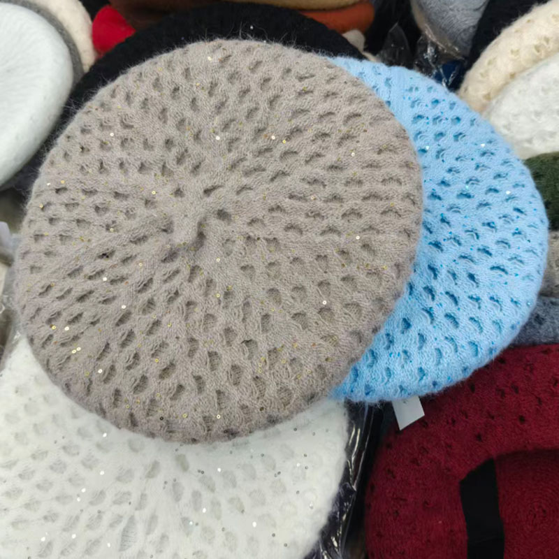 2026 New Women Hollow Out Knit - Beret French Wool ulasan dan harga