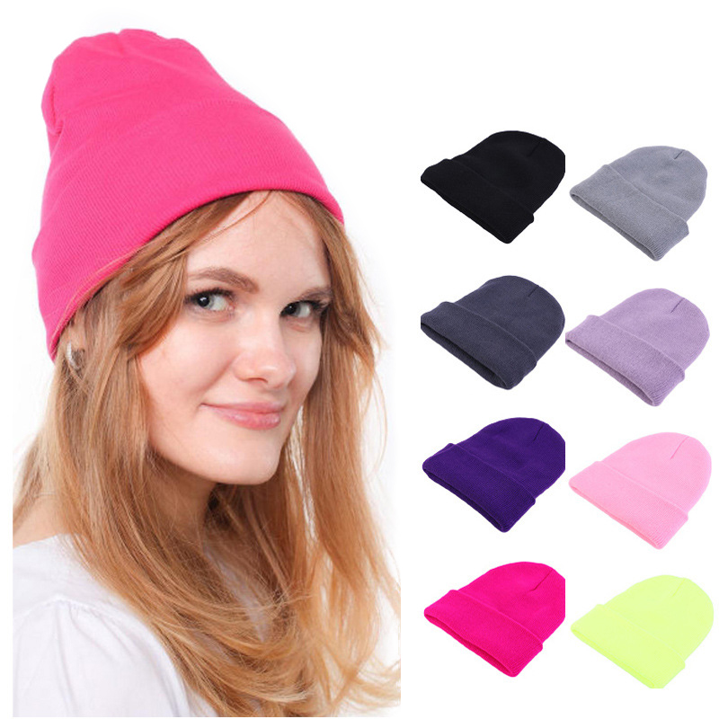 Fashion Solid Color Knit Beani - Beanie Cuffed Knit ulasan dan harga