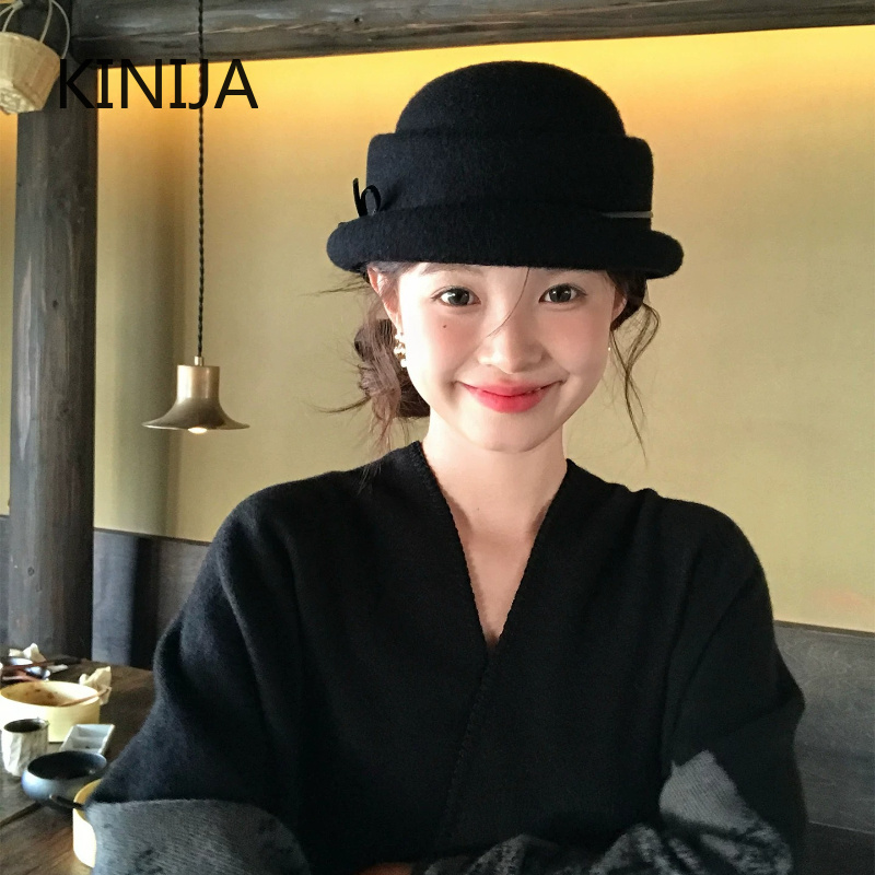 Hepburn Style Wool Top Hat Ber - Beret French Wool ulasan dan harga